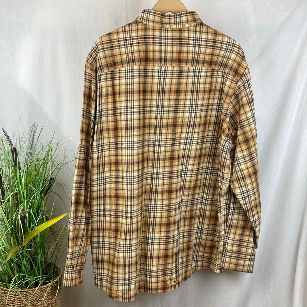 RedHead Men's Brown & Black Flannel Long Sleeve Plaid Checks Button Shirt 2XLT